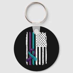Support Suicide Prevention Awareness American Flag Keychain