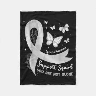 Support Team Dyslexia Awareness Silver Ribbon Fleece Blanket