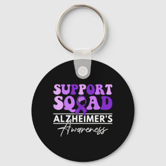 Support Team Heimers Awareness Month Purple Ribbon Keychain