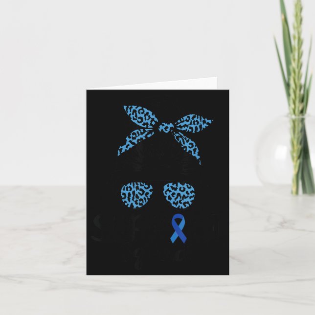 Support Team Leopard Blue Diabetes Awareness Card (Front)