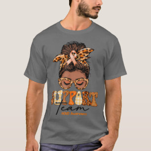 Support Team Messy Bun Butterfly ADHD Awareness  T-Shirt