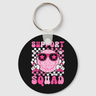 Support Team Smile Face Breast Cancer Awareness Keychain