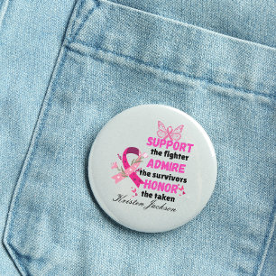 support the fighter breast cancer awareness 1 inch round button