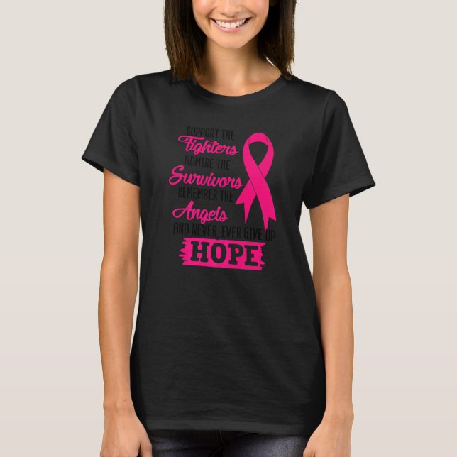 Support The Fighters And Never Ever Five Up Hope T-Shirt (Front)