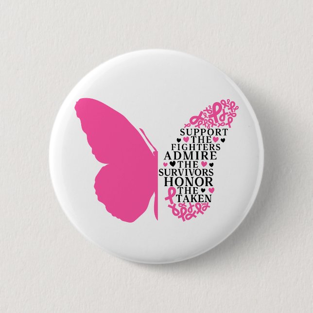 Support The Fighters Breast Cancer Awareness 2 Inch Round Button (Front)