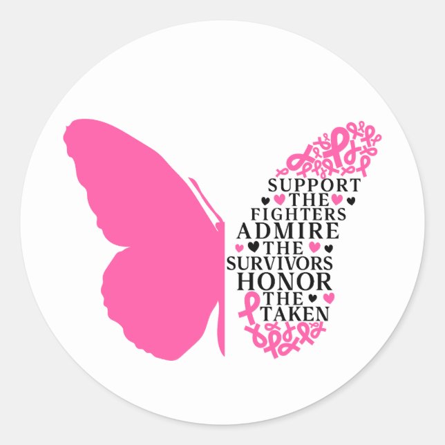 Support The Fighters Breast Cancer Awareness Classic Round Sticker (Front)