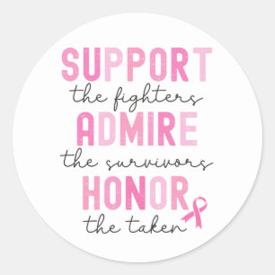Support The Fighters Breast Cancer Pink Ribbon Classic Round Sticker