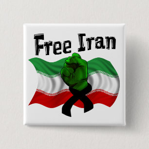 Support The Green Wave, Free Iran 2 Inch Square Button