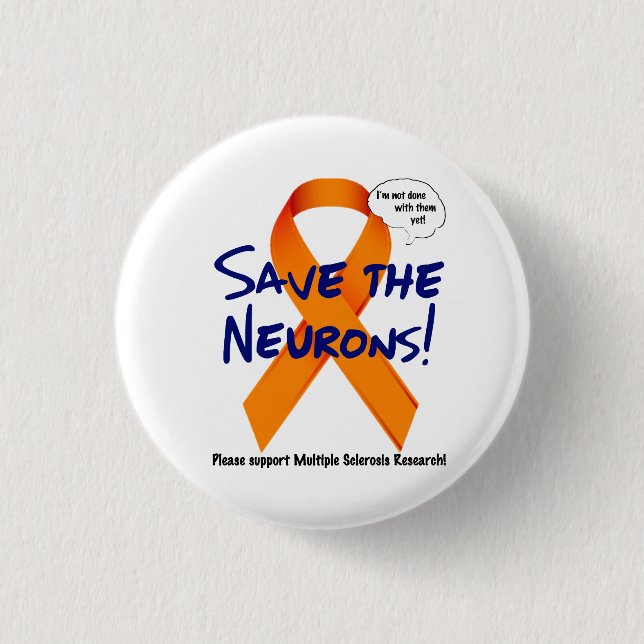 Support the Neurons - Orange Ribbon 1 Inch Round Button (Front)