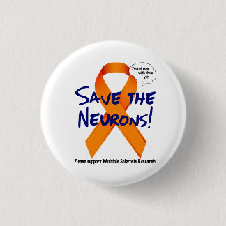 Support the Neurons - Orange Ribbon 1 Inch Round Button