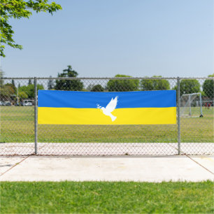 Support Ukraine Banner Peace Dove Ukrainian Flag