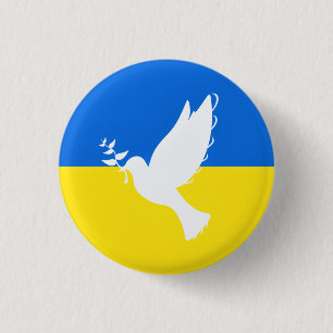 Support Ukraine Button Peace Dove Ukrainian Flag