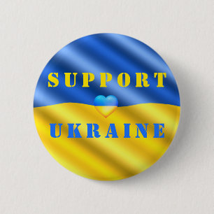 Support Ukraine Button Ukrainian Flag