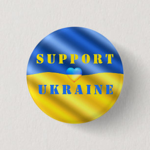 Support Ukraine Button Ukrainian Flag