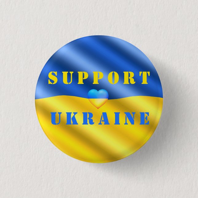 Support Ukraine Button Ukrainian Flag (Front)