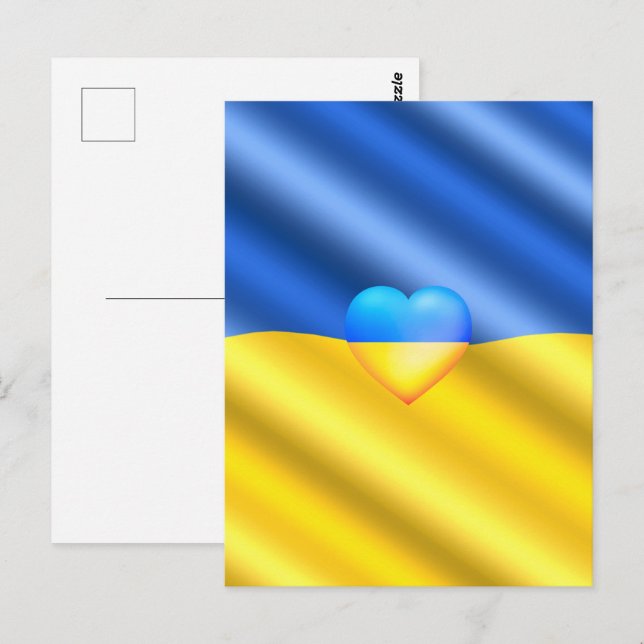 Support Ukraine Carte postale drapeau ukrainien -  (Devant / Derrière)