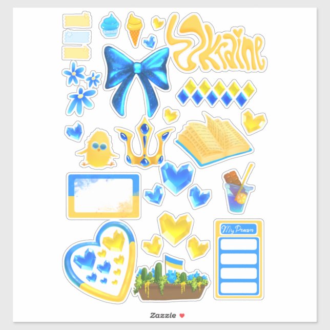 Support Ukraine Custom-Cut Vinyl Stickers (Sheet)