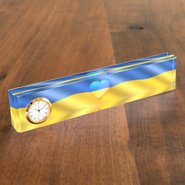 Support Ukraine Desk Plaque ukrainienne Drapeau uk (Taille)