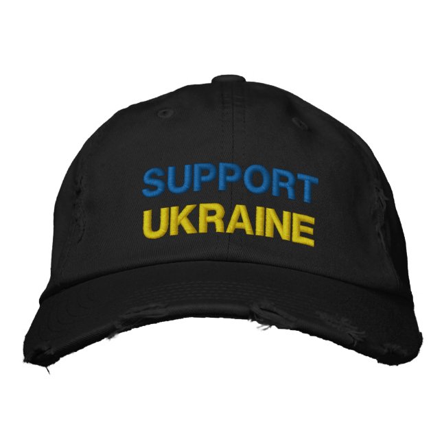 Support Ukraine Embroidered Hat Ukrainian Flag (Front)