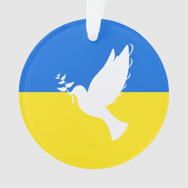 Support Ukraine Flag Christmas Ornament Peace Dove (Front)