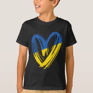 Support Ukraine Flag Heart Anti War Peace For Ukra T-Shirt