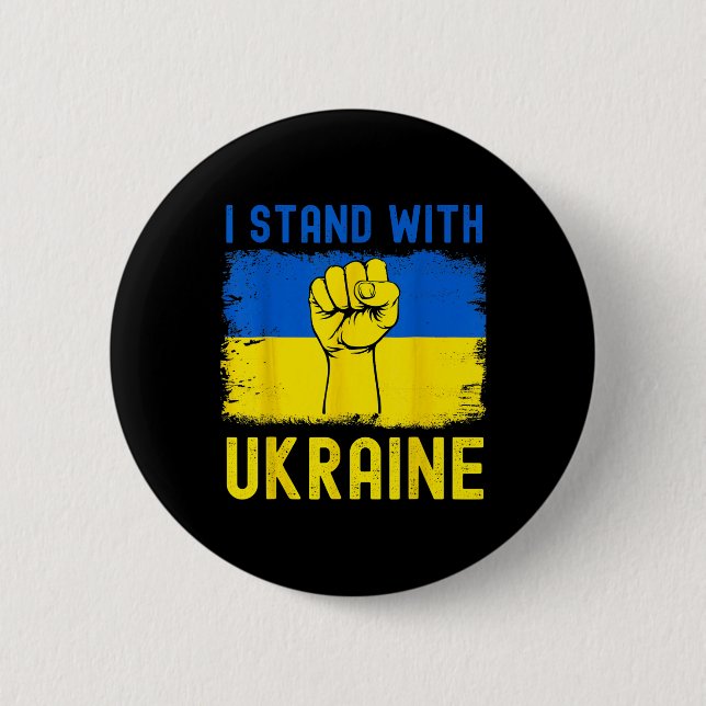 Support Ukraine Flag I Stand With Ukraine  2 Inch Round Button (Front)