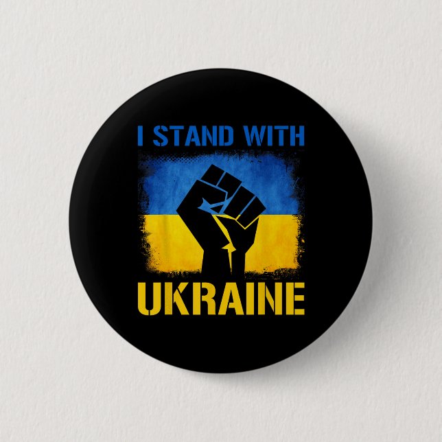 Support Ukraine Flag I Stand With Ukraine  2 Inch Round Button (Front)