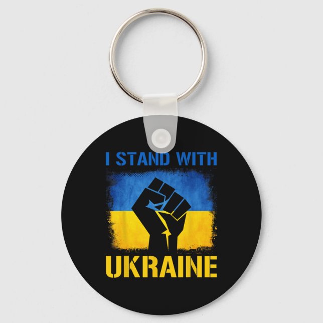 Support Ukraine Flag I Stand With Ukraine  Keychain (Front)