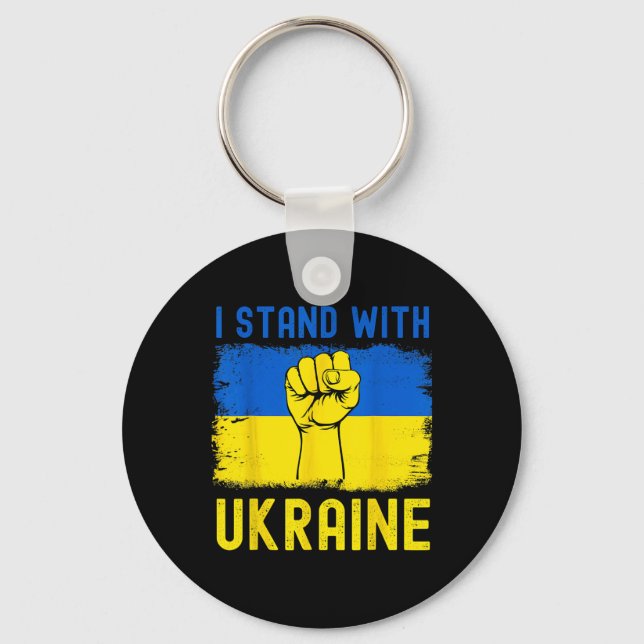 Support Ukraine Flag I Stand With Ukraine  Keychain (Front)