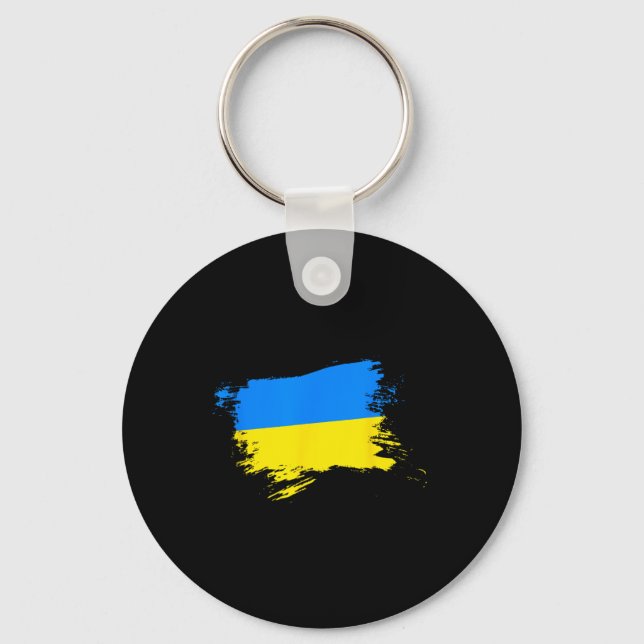 Support Ukraine Flag Ukrainian Pride Heart Ukraine Keychain (Front)