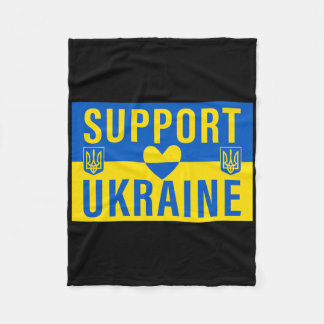 Support Ukraine Flag With Heart Fleece Blanket