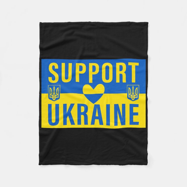 Support Ukraine Flag With Heart  Fleece Blanket (Front)