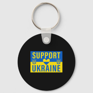 Support Ukraine Flag With Heart  Keychain