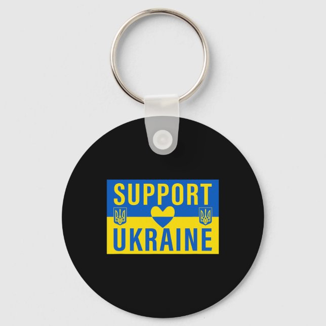 Support Ukraine Flag With Heart  Keychain (Front)