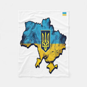 Support Ukraine – Free Ukraine Map With Flag Tryzu Fleece Blanket