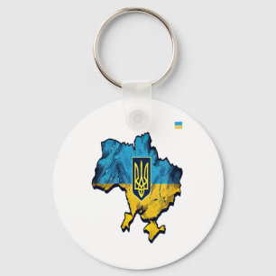 Support Ukraine – Free Ukraine Map With Flag Tryzu Keychain