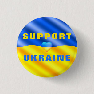 Support Ukraine Freedom Peace Heart Ukrainian Flag 1 Inch Round Button