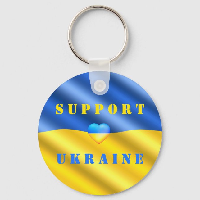 Support Ukraine - Freedom - Peace - Ukraine Flag  Keychain (Front)