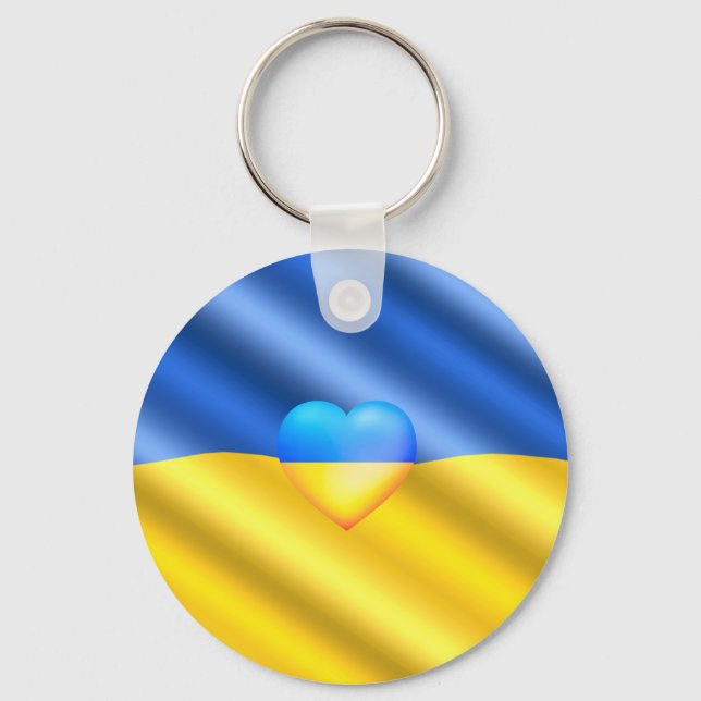 Support Ukraine - Freedom - Peace - Ukraine Flag Keychain (Front)