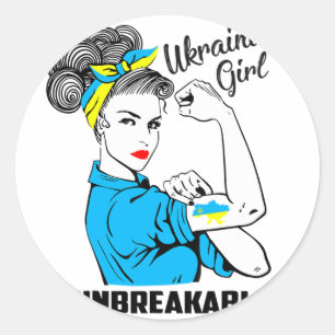 Support Ukraine Girl Unbreakable Strong Ukrainian  Classic Round Sticker