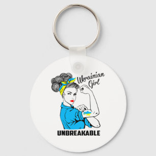 Support Ukraine Girl Unbreakable Strong Ukrainian Keychain