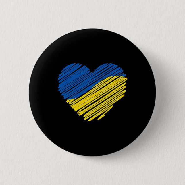 Support Ukraine Heart Ukrainian Flag  2 Inch Round Button (Front)