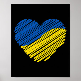 Support Ukraine Heart Ukrainian Flag  Poster