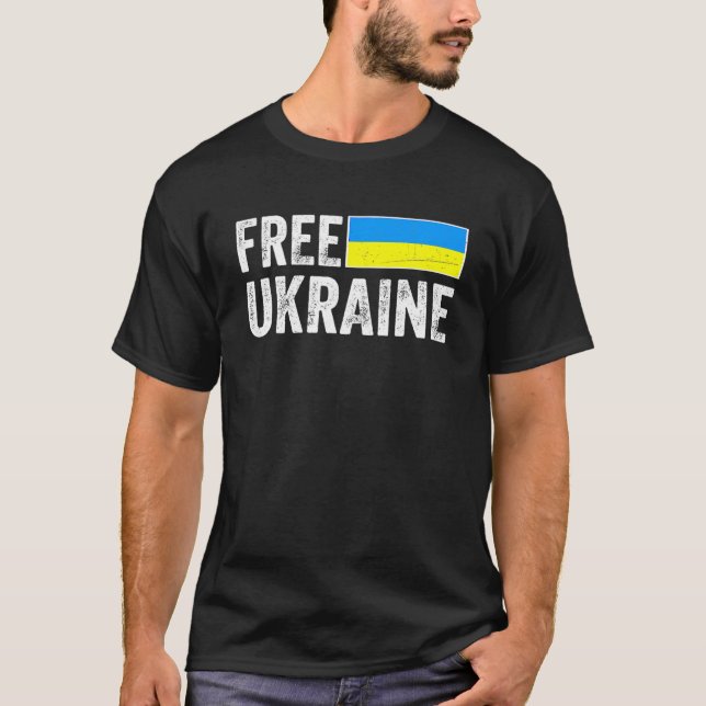Support Ukraine I Stand With Ukraine Flag Free Ukr T-Shirt (Front)