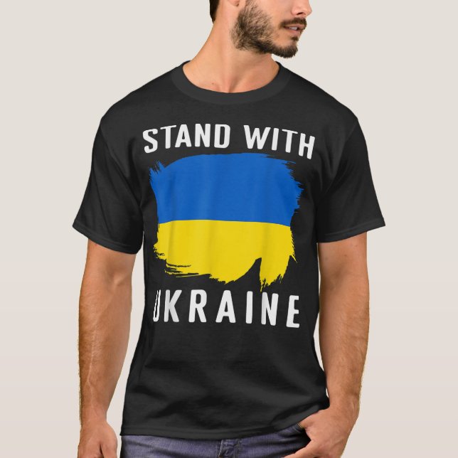 Support Ukraine I Stand With Ukraine Flag T-Shirt (Front)