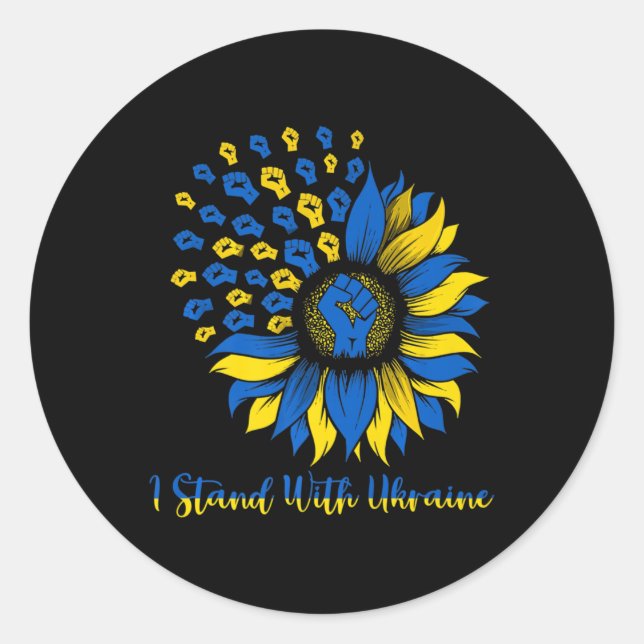Support Ukraine I Stand With Ukraine Ukraine Sunfl Classic Round Sticker (Front)
