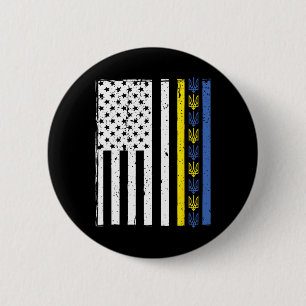 Support Ukraine I Stand With Ukraine Ukrainian Fla 2 Inch Round Button
