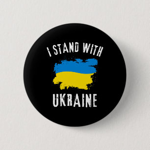 Support Ukraine I Stand With Ukraine Ukrainian Fla 2 Inch Round Button