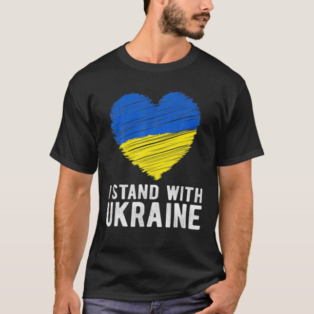 Support Ukraine I Stand With Ukraine Ukrainian Fla T-Shirt (Front)