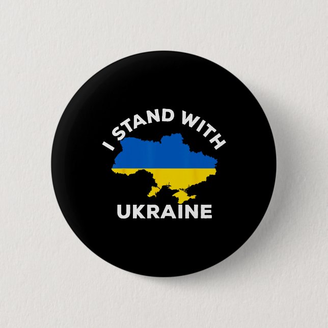 Support Ukraine I Stand With Ukraine Ukrainian Map 2 Inch Round Button (Front)